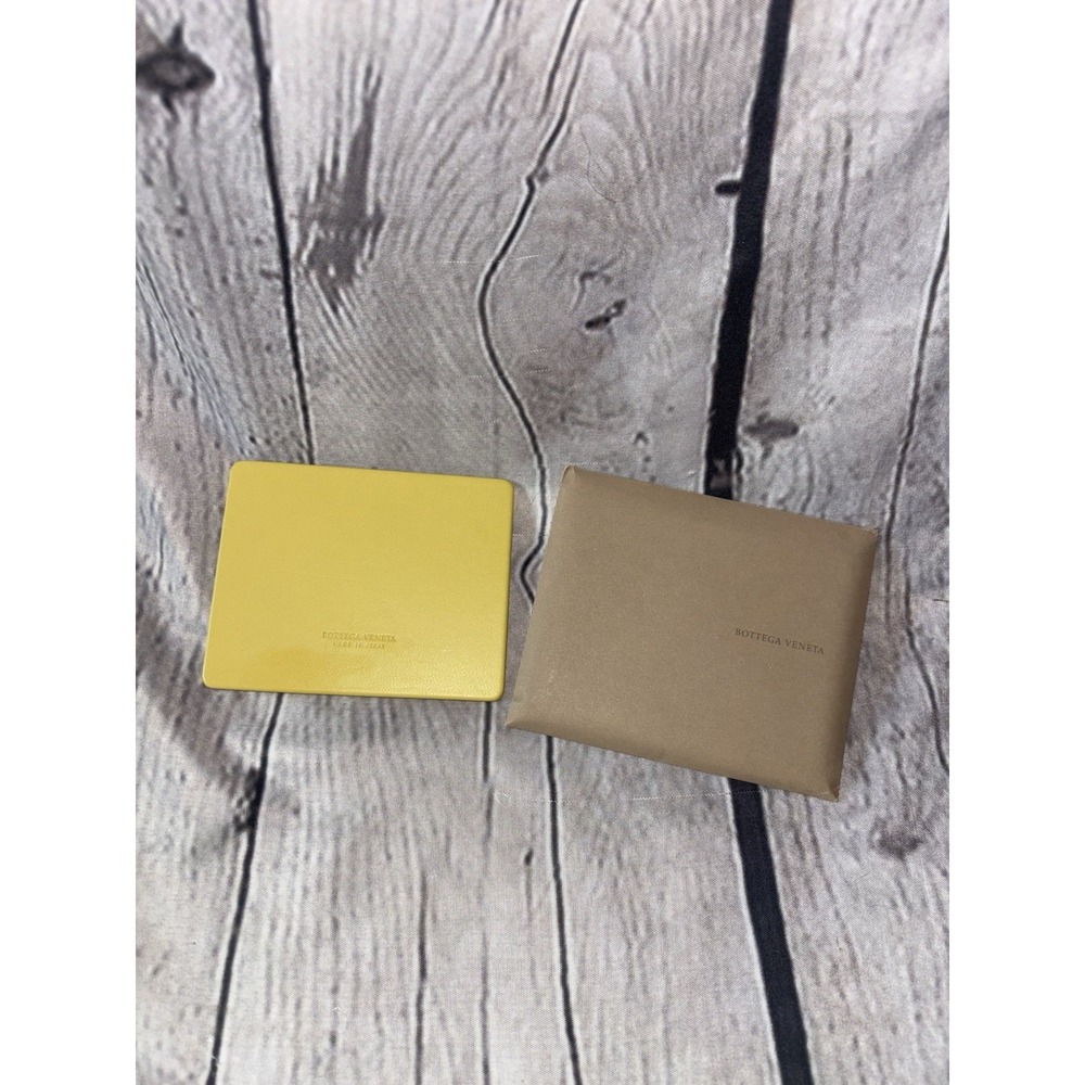 BOTTEGA VENETA Pocket Purse Makeup Mirror in Pastel Yellow Leather VINTAGE